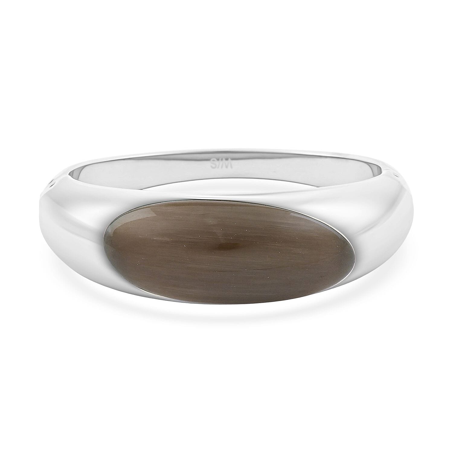 Calvin Klein Closeout Agate Ellipse Bangle Bracelet in Stainless Steel (6.25 In) 8.00 ctw