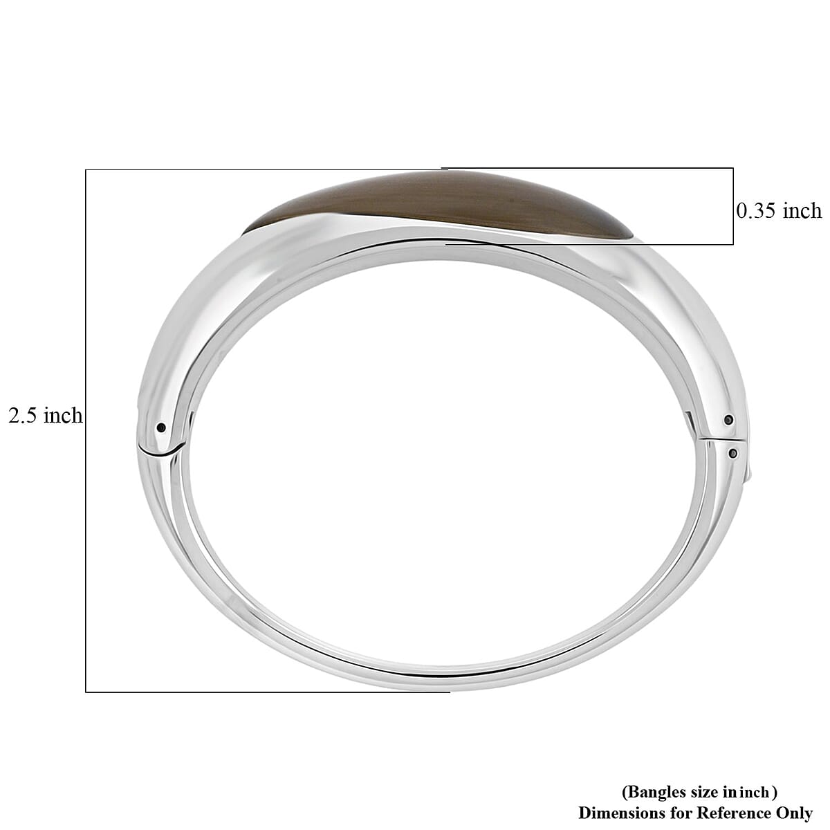 Calvin Klein Closeout Agate Ellipse Bangle Bracelet in Stainless Steel (6.25 In) 8.00 ctw image number 4