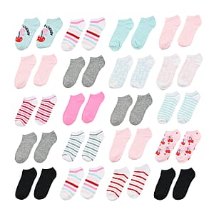 Closeout Spoiled Angel 20 Pairs Women's No Show Socks - Cherries (Sizes 4-10)
