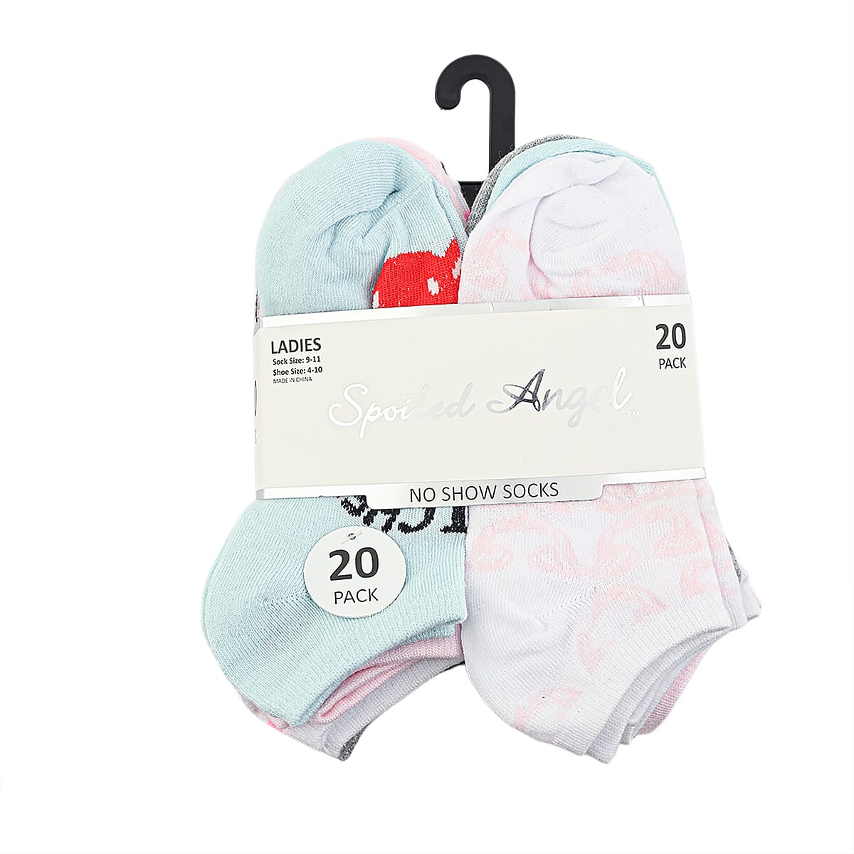 Closeout Spoiled Angel 20 Pairs Women's No Show Socks - Cherries (Sizes 4-10) image number 2