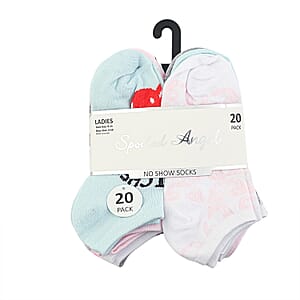 Closeout Spoiled Angel 20 Pairs Women's No Show Socks - Cherries (Sizes 4-10)