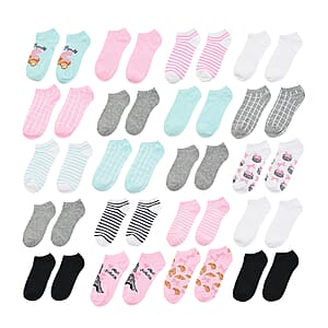 Closeout Spoiled Angel 20 Pairs Women's No Show Socks - Bon Appetit (Sizes 4-10)