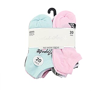Closeout Spoiled Angel 20 Pairs Women's No Show Socks - Bon Appetit (Sizes 4-10)