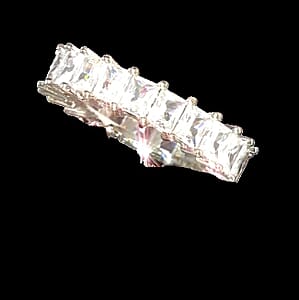 Simulated Diamond Eternity Band Ring in Silvertone (Size 10.0)