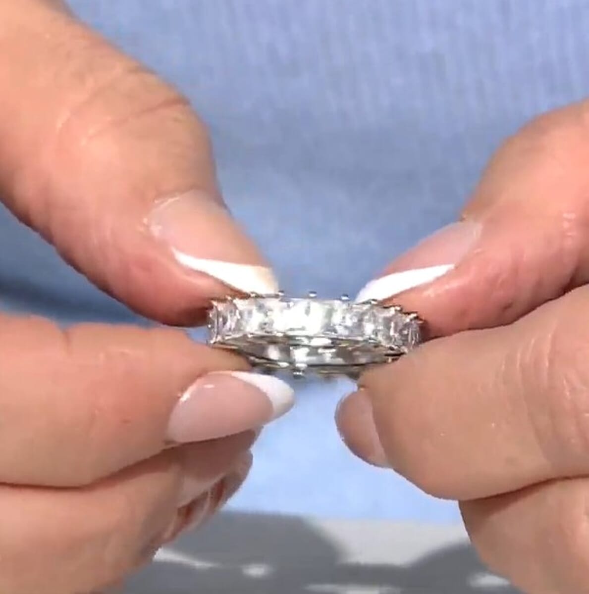 Simulated Diamond Eternity Band Ring in Silvertone (Size 10.0) image number 1