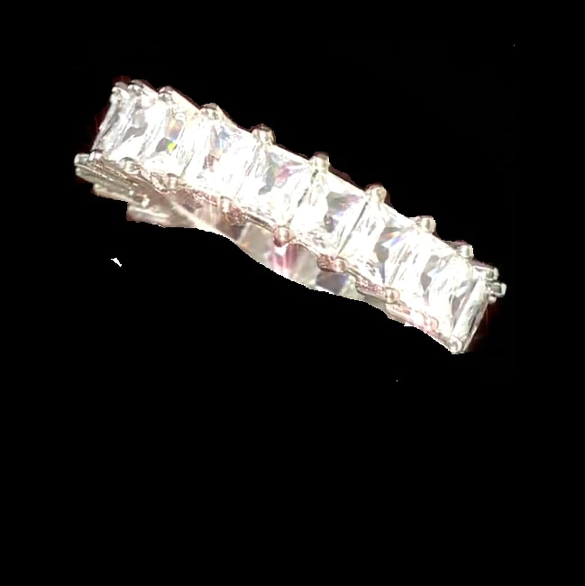 Simulated Diamond Eternity Band Ring in Silvertone (Size 10.0) image number 3