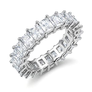 Simulated Diamond Eternity Band Ring in Silvertone (Size 6.0)