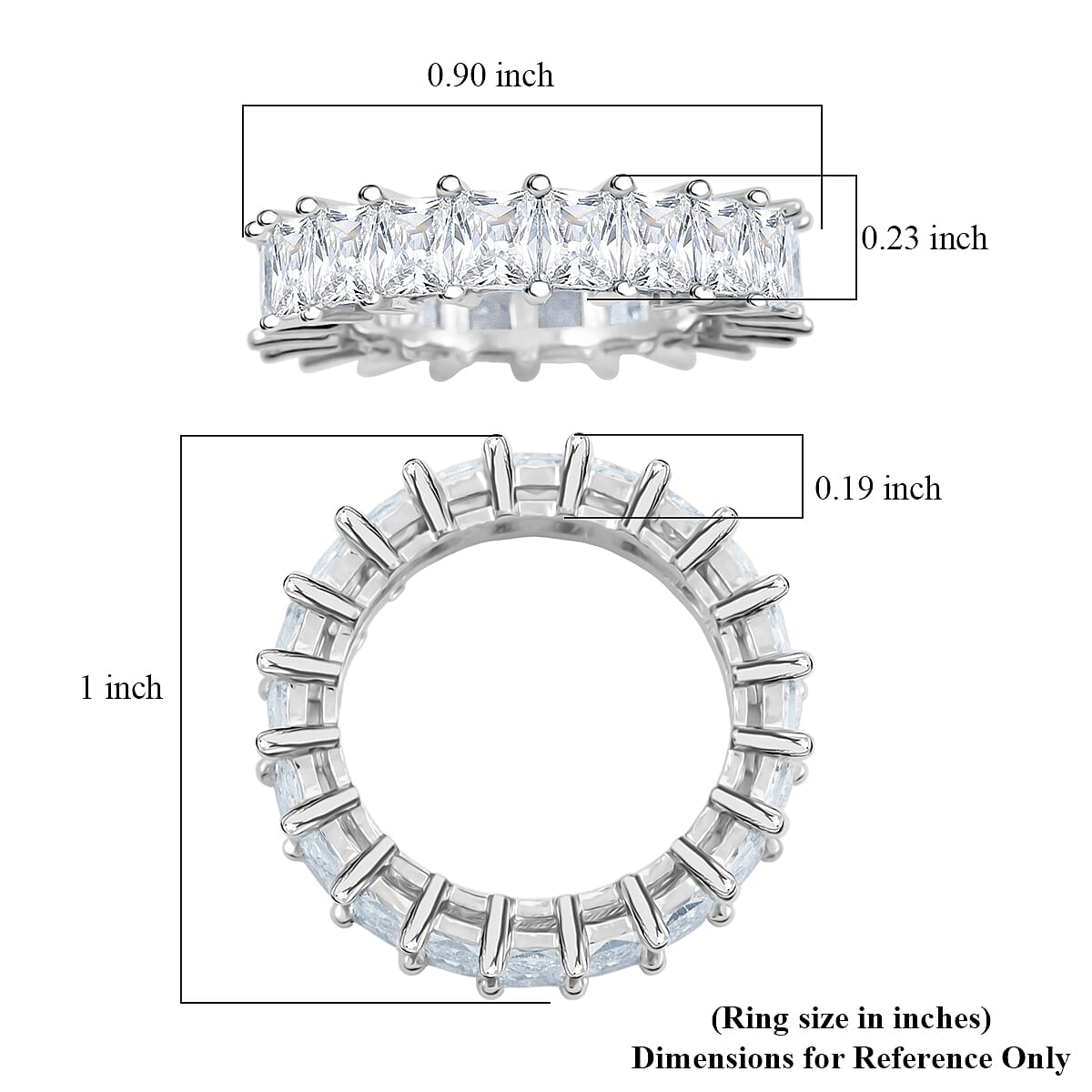 Simulated Diamond Eternity Band Ring in Silvertone (Size 7.0) image number 4