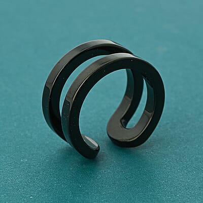 Calvin Klein Return The Black Ring in ION Plated Black Stainless Steel (Size 5.0)