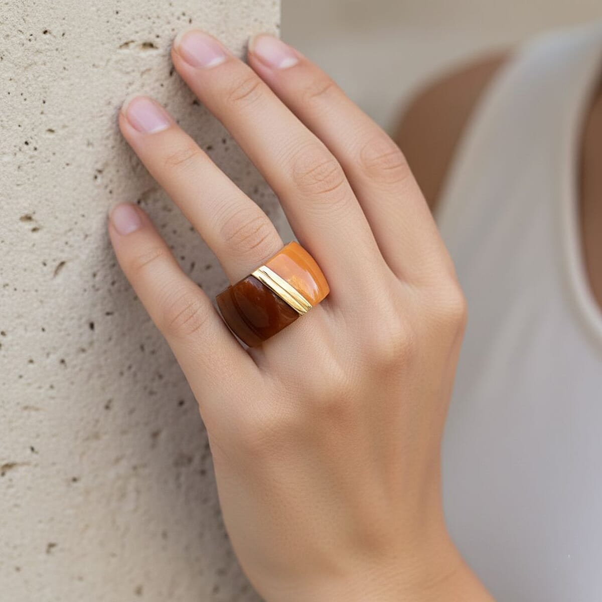 Calvin Klein Closeout Vision Ring in ION Plated YG Stainless Steel (Size 6.0) image number 2