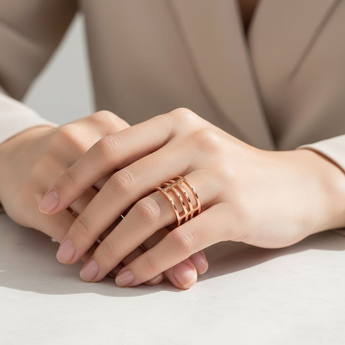 Calvin Klein Draw Ring in ION Plated RG Stainless Steel (Size 5.0) image number 2