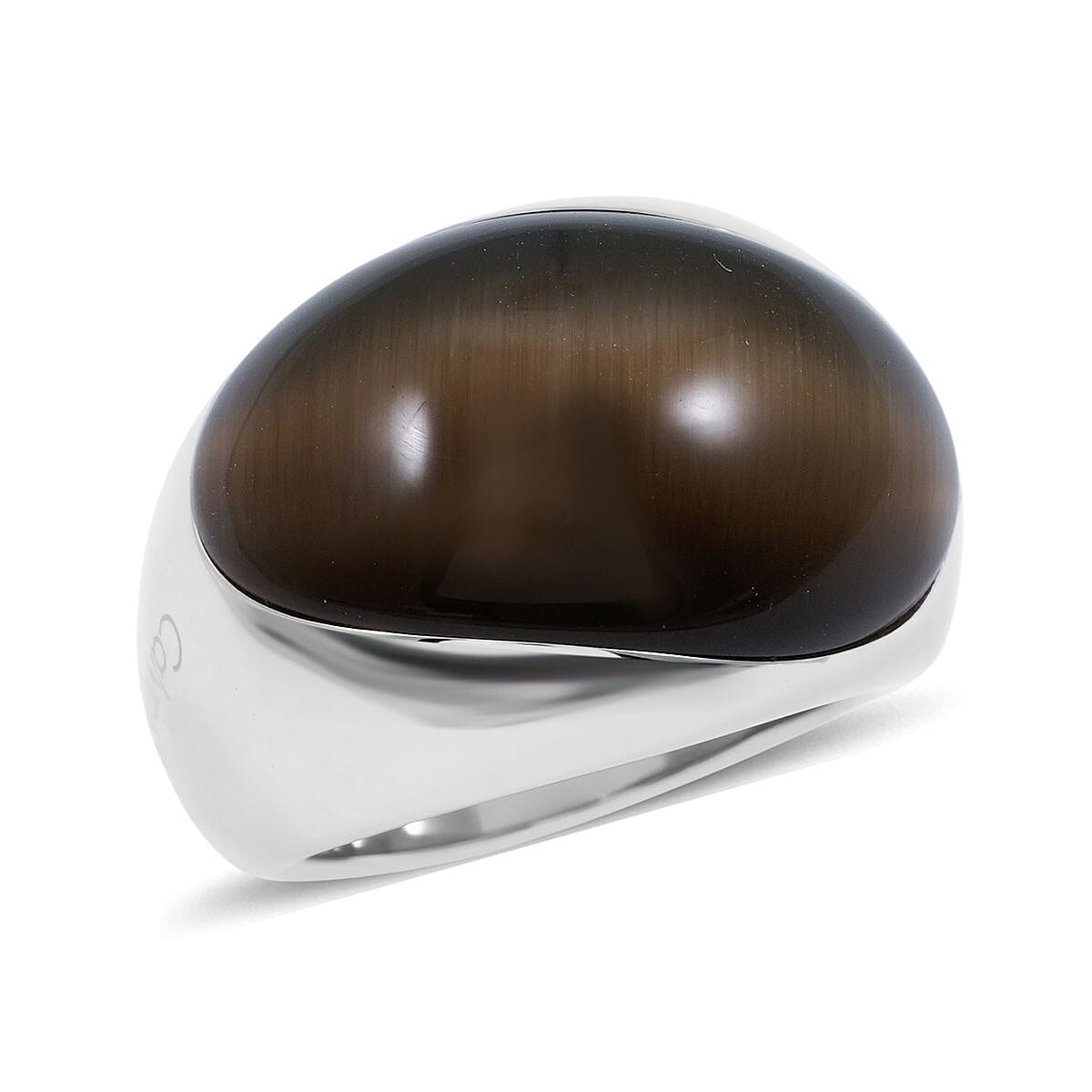 Calvin Klein Brown Dyed Agate 6.00 ctw Ellipse Ring in Stainless Steel (Size 6.0) image number 0