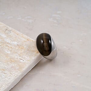Calvin Klein Brown Dyed Agate 6.00 ctw Ellipse Ring in Stainless Steel (Size 6.0)