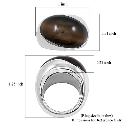 Calvin Klein Brown Dyed Agate 6.00 ctw Ellipse Ring in Stainless Steel (Size 6.0)