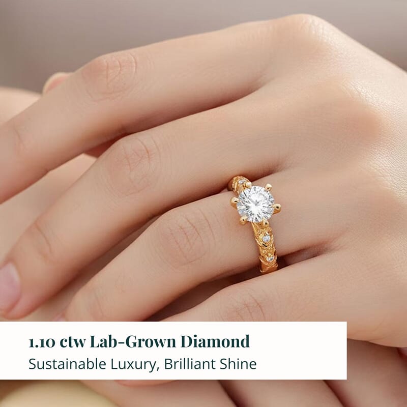 Luxuriant Lab Grown Diamond (E-F, VS) Ring in 24K Yellow Gold 1.10 ctw (Size 7.5)