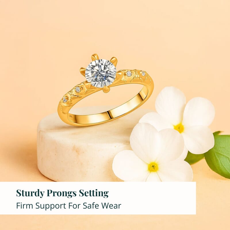 Luxuriant Lab Grown Diamond (E-F, VS) Ring in 24K Yellow Gold 1.10 ctw (Size 7.5)