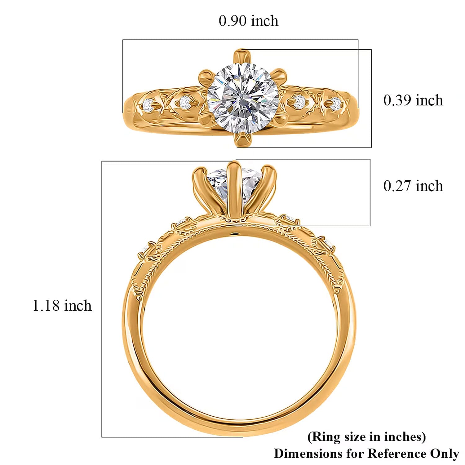 Luxuriant Lab Grown Diamond (E-F, VS) Ring in 24K Yellow Gold 1.10 ctw (Size 7.5)