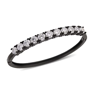 Moissanite 10.00 ctw Cuff Bracelet in ION Plated Black Stainless Steel (7 In)