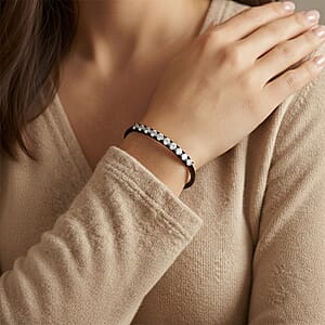 Moissanite 10.00 ctw Cuff Bracelet in ION Plated Black Stainless Steel (7 In)