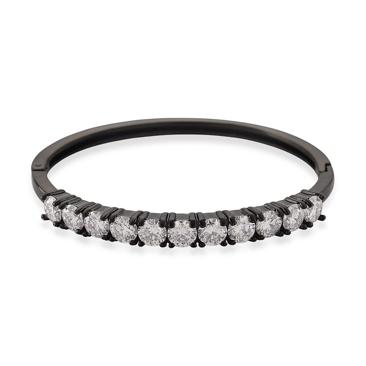 Moissanite 10.00 ctw Cuff Bracelet in ION Plated Black Stainless Steel (7 In) image number 3
