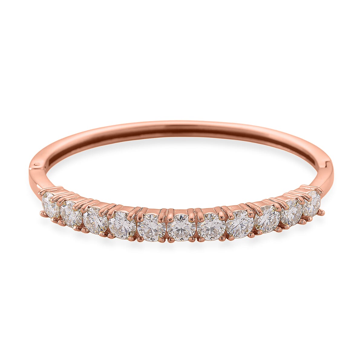 Moissanite 10.00 ctw Bangle Bracelet in ION Plated RG Stainless Steel (7 In) image number 3