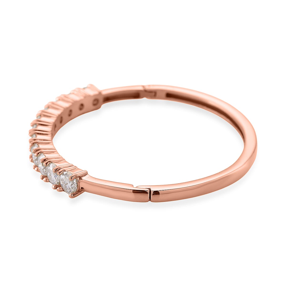 Moissanite 10.00 ctw Bangle Bracelet in ION Plated RG Stainless Steel (7 In) image number 4