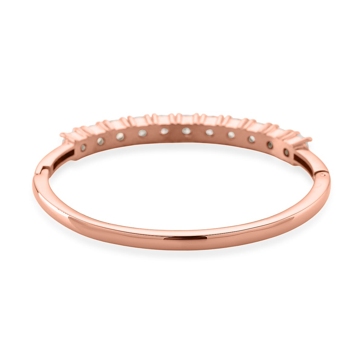 Moissanite 10.00 ctw Bangle Bracelet in ION Plated RG Stainless Steel (7 In) image number 5