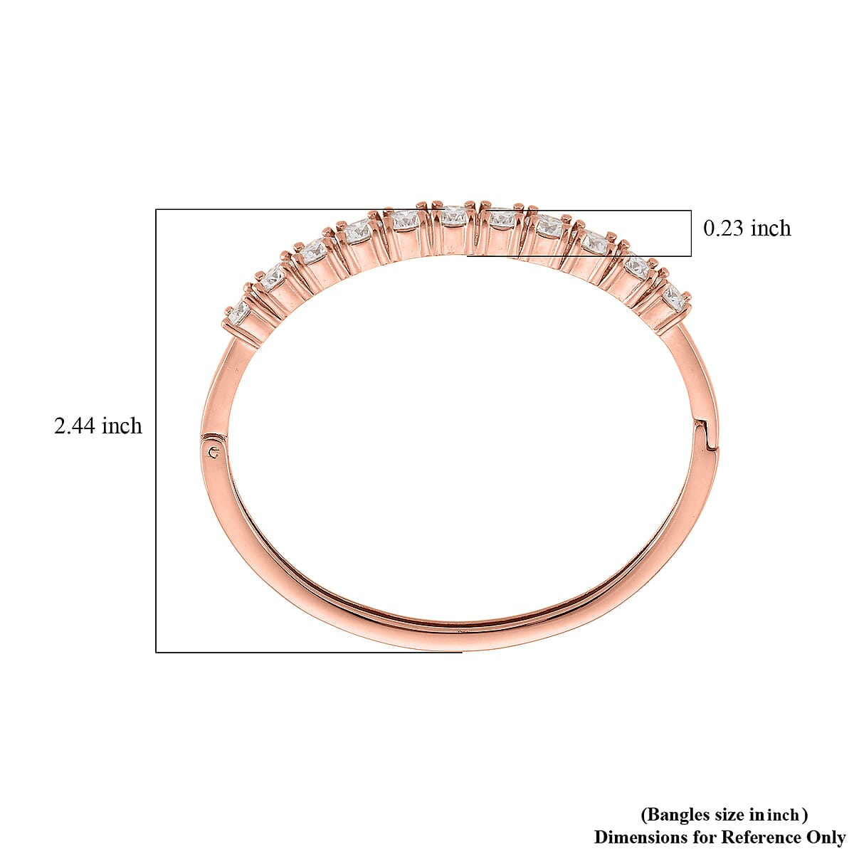 Moissanite 10.00 ctw Bangle Bracelet in ION Plated RG Stainless Steel (7 In) image number 6