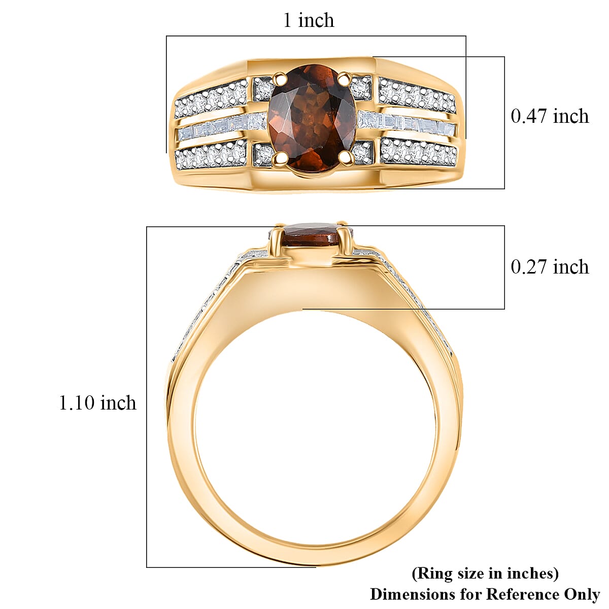 D'Joy AAA Ceylon Honey Garnet and Moissanite 2.90 ctw Men's Ring in 18K Vermeil Yellow Gold Over Sterling Silver (Size 10.0) image number 5