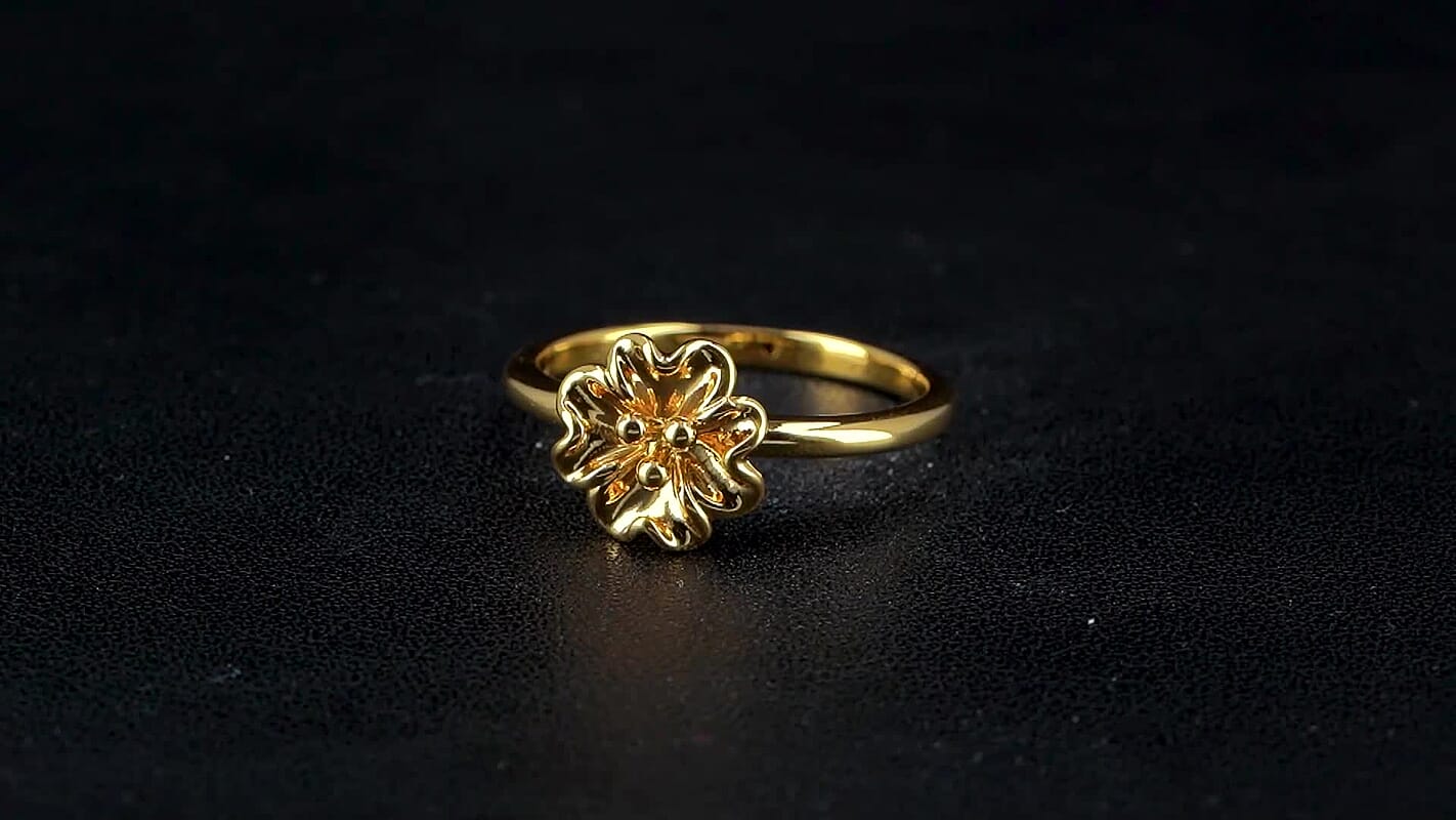 Doorbuster 24K Yellow Gold Electroform Floral Ring (Size 10.0) (1 g)