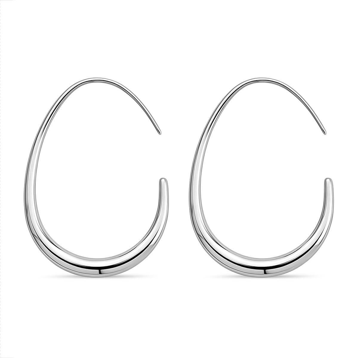 Curved Hoop Earrings in Stainless Steel image number 3