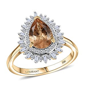 Premium Imperial Garnet and Luxuriant Lab Grown Diamond E-F VS 2.65 ctw Fire Crown Ring in 10K Yellow Gold (Size 10.0)
