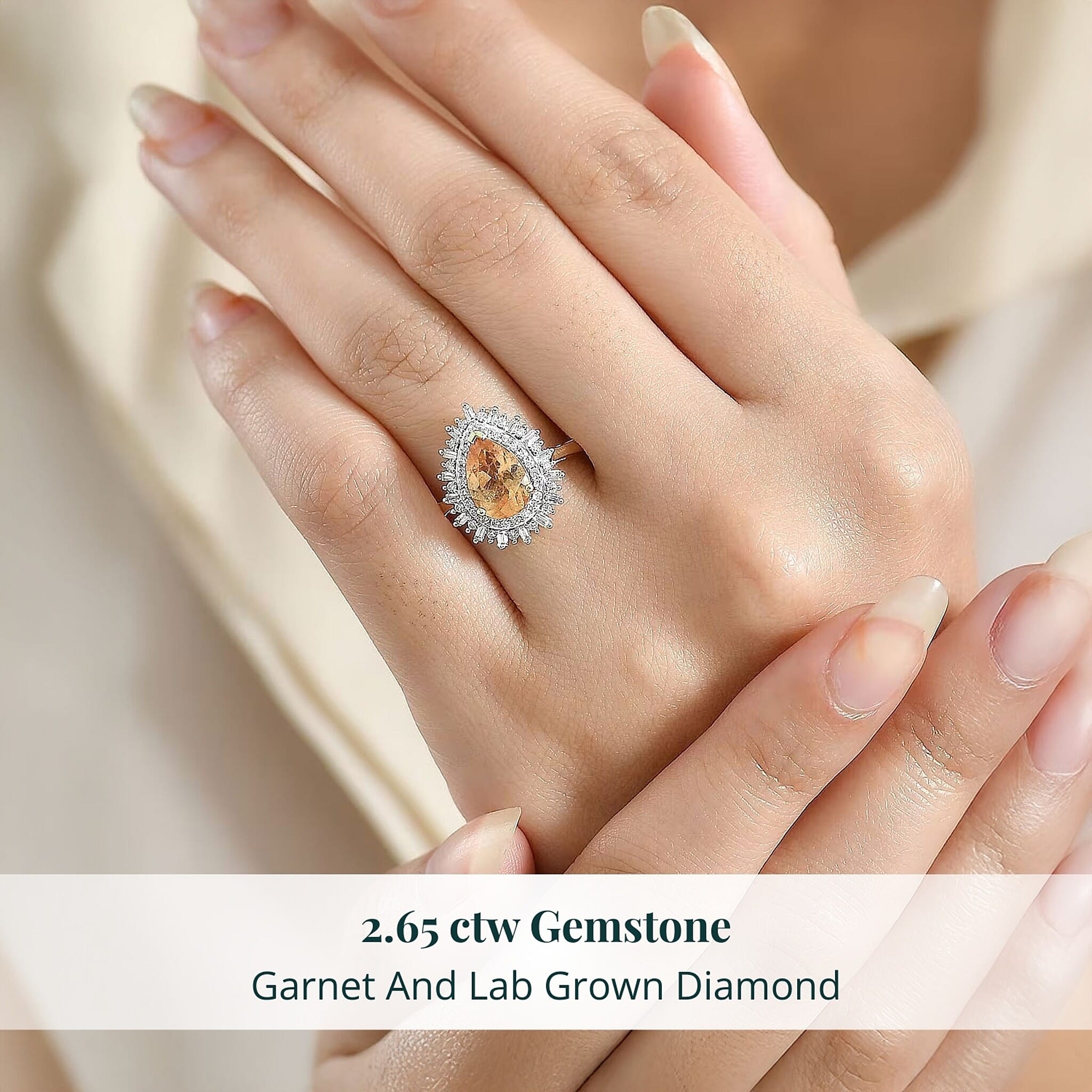 Imperial Garnet, Lab Grown Diamond Fire Ring in 10K Yellow Gold 2.65 ctw (Size 10.0)