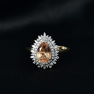 Imperial Garnet, Lab Grown Diamond Fire Ring in 10K Yellow Gold 2.65 ctw (Size 10.0)