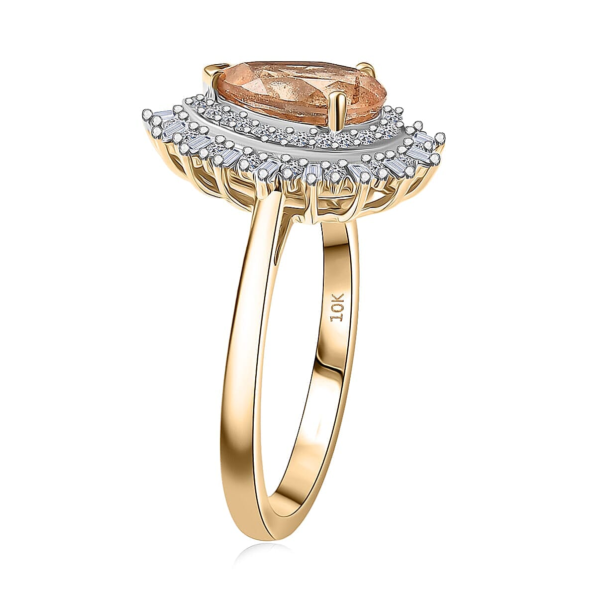 Premium Imperial Garnet and Luxuriant Lab Grown Diamond E-F VS 2.65 ctw Fire Crown Ring in 10K Yellow Gold (Size 10.0) image number 3