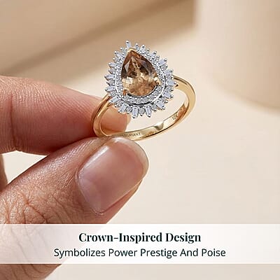 Imperial Garnet, Lab Grown Diamond Fire Ring in 10K Yellow Gold 2.65 ctw (Size 10.0)