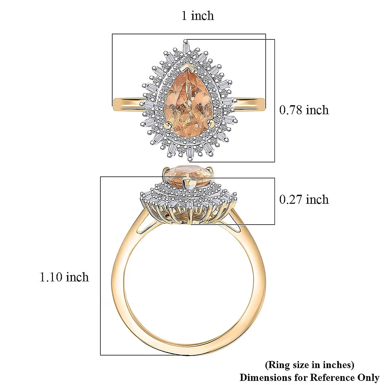 Imperial Garnet, Lab Grown Diamond Fire Ring in 10K Yellow Gold 2.65 ctw (Size 10.0)