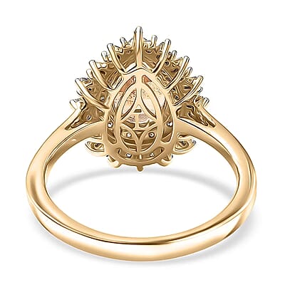 Imperial Garnet, Lab Grown Diamond Fire Ring in 10K Yellow Gold 2.65 ctw (Size 10.0)