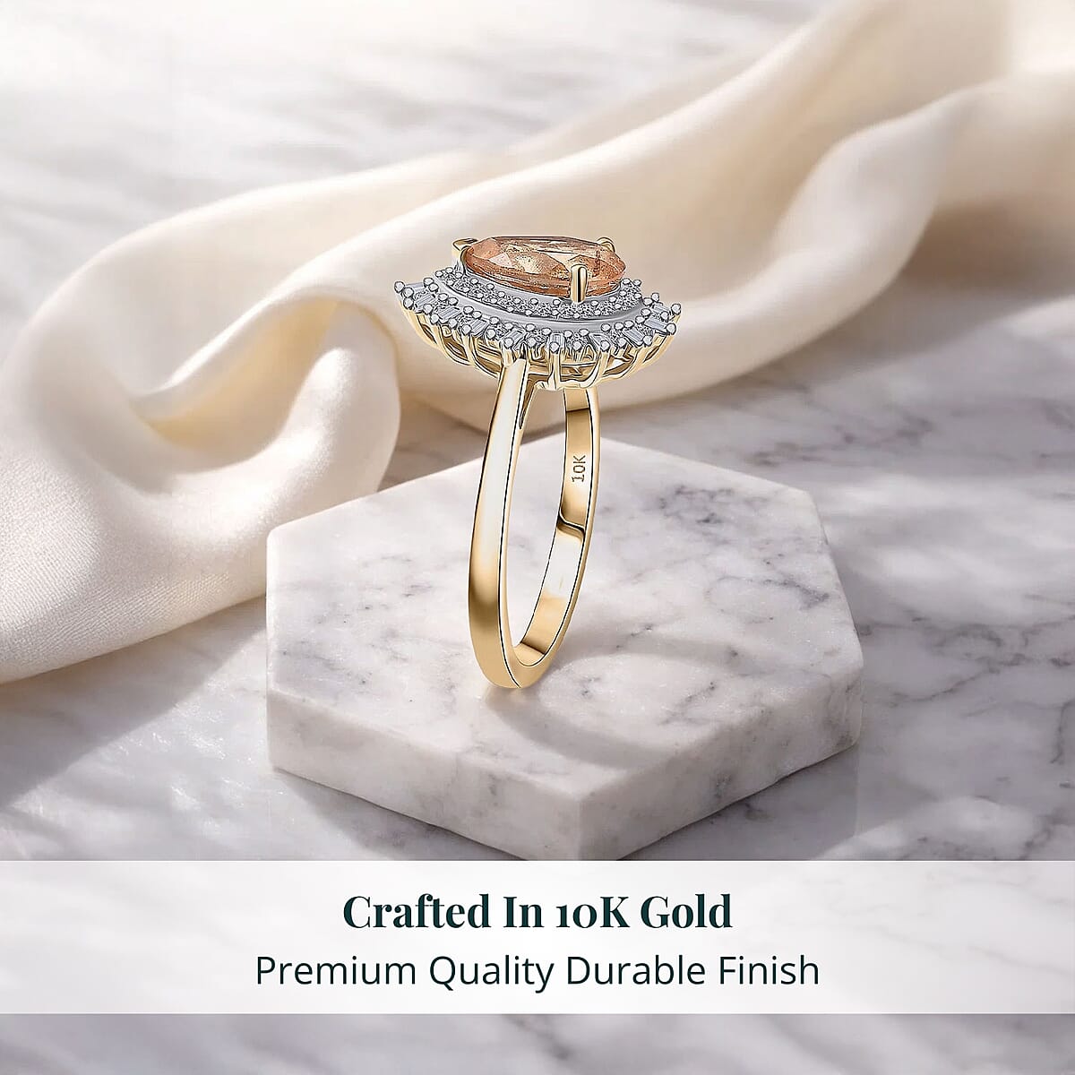 Imperial Garnet, Lab Grown Diamond Fire Ring in 10K Yellow Gold 2.65 ctw (Size 5.0) image number 2