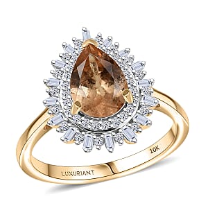 Premium Imperial Garnet and Luxuriant Lab Grown Diamond E-F VS 2.65 ctw Fire Crown Ring in 10K Yellow Gold (Size 6.0)