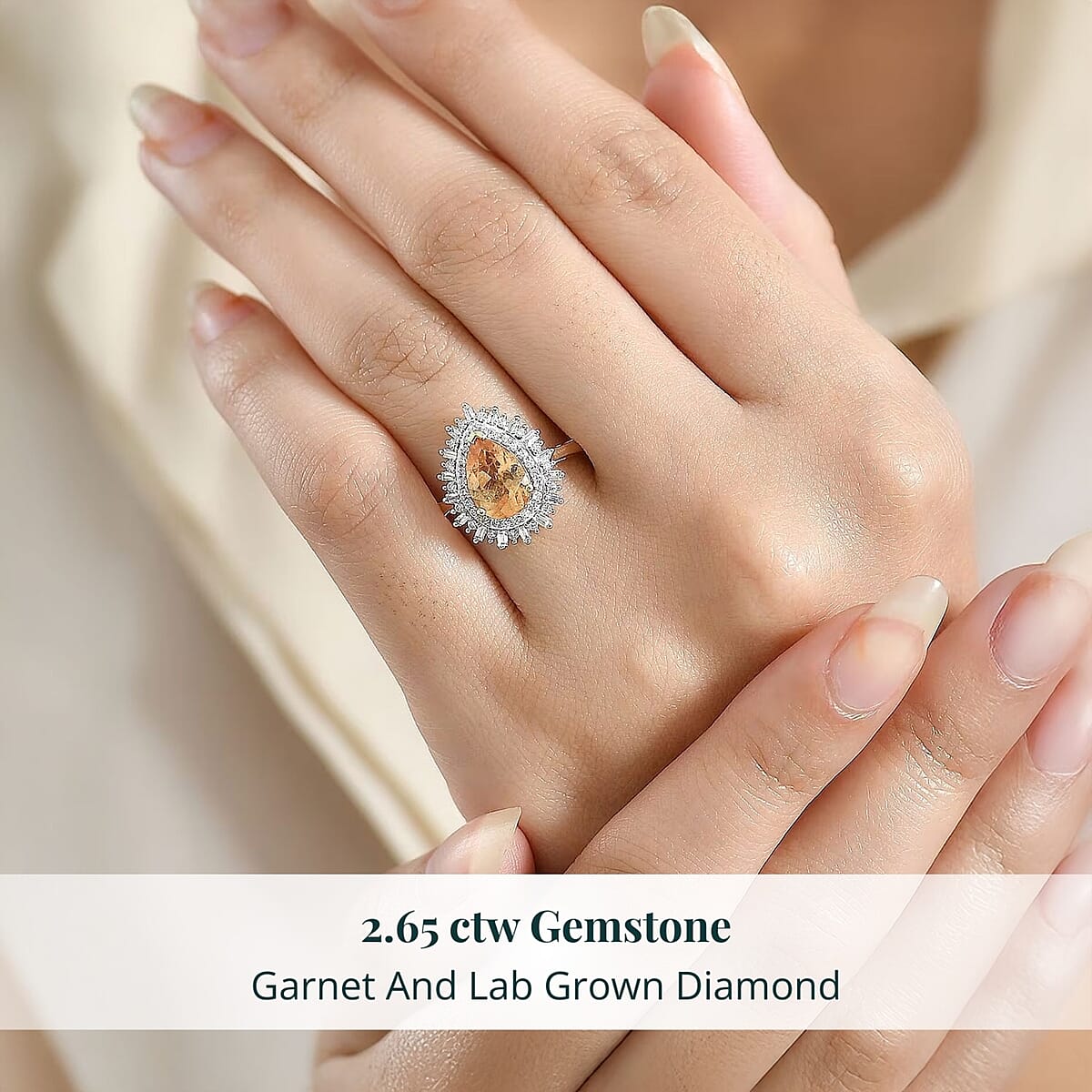 Imperial Garnet, Lab Grown Diamond Fire Ring in 10K Yellow Gold 2.65 ctw (Size 8.0) image number 1