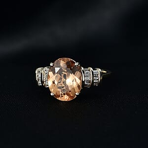 Imperial Garnet, Lab Grown Diamond Ring in 10K Yellow Gold 5.15 ctw (Size 10.0)