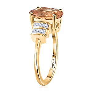 Imperial Garnet, Lab Grown Diamond Ring in 10K Yellow Gold 5.15 ctw (Size 10.0)