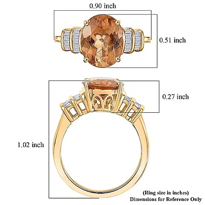 Imperial Garnet, Lab Grown Diamond Ring in 10K Yellow Gold 5.15 ctw (Size 12.0)