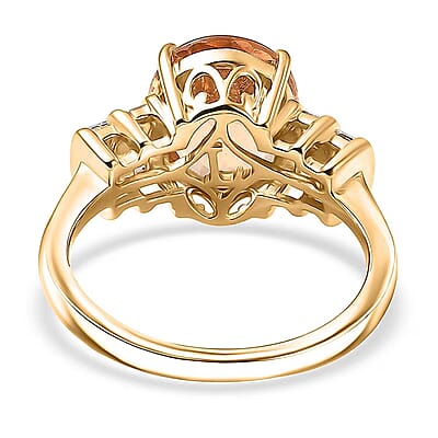 Imperial Garnet, Lab Grown Diamond Ring in 10K Yellow Gold 5.15 ctw (Size 5.0)