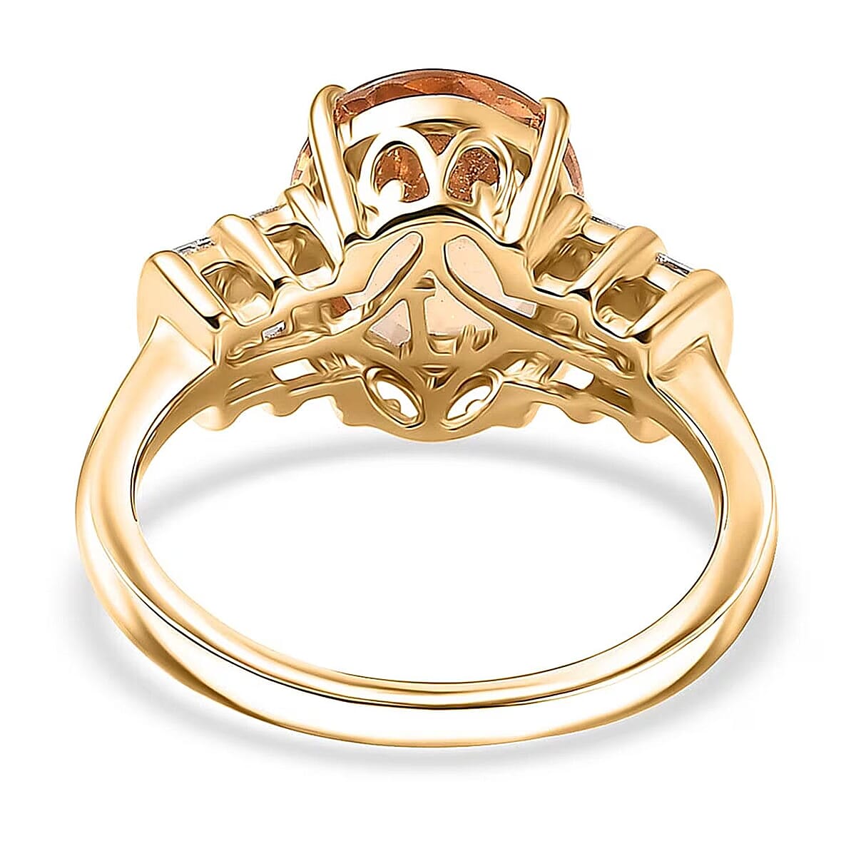 Imperial Garnet, Lab Grown Diamond Ring in 10K Yellow Gold 5.15 ctw (Size 6.0) image number 6