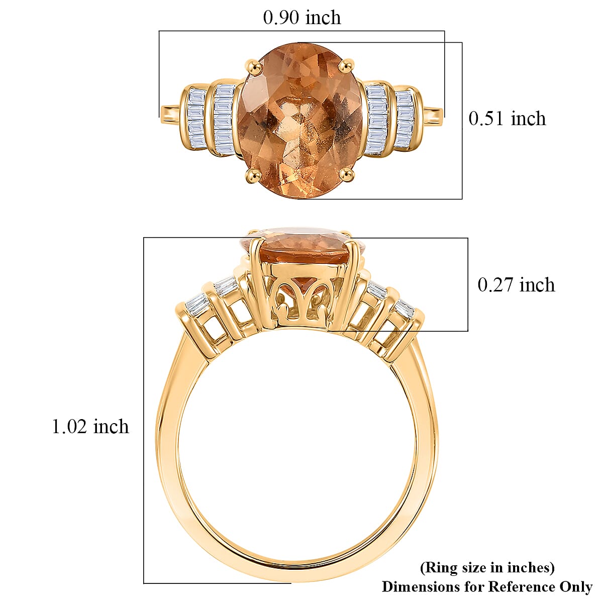 Premium Imperial Garnet and Luxuriant Lab Grown Diamond E-F VS 5.15 ctw Regal Flame Ring in 10K Yellow Gold (Size 7.0) image number 5