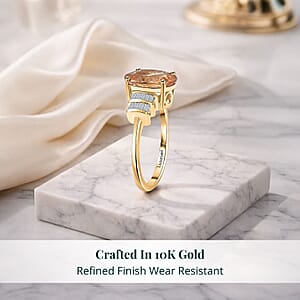 Imperial Garnet, Lab Grown Diamond Ring in 10K Yellow Gold 5.15 ctw (Size 8.5)