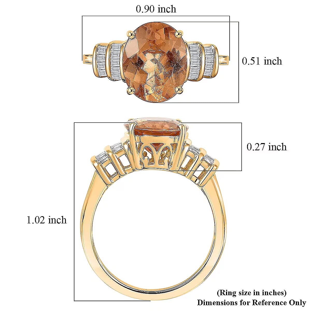 Imperial Garnet, Lab Grown Diamond Ring in 10K Yellow Gold 5.15 ctw (Size 9.5) image number 5