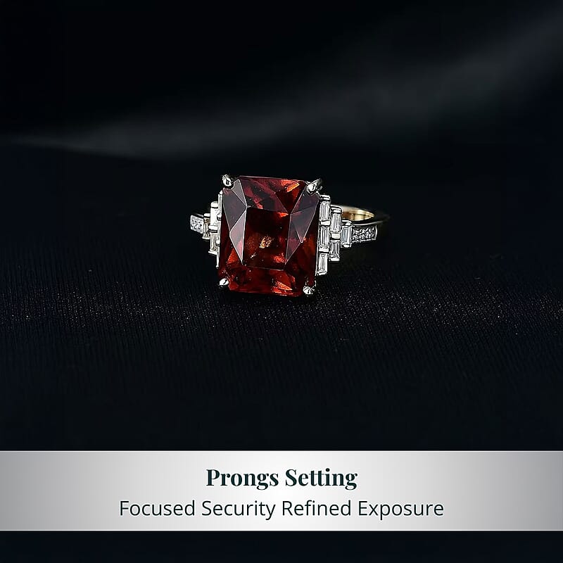 AAA Ceylon Honey Garnet, Lab Grown Diamond Crown Royale Ring in 10K Yellow Gold 9.25 ctw (Size 10.0)